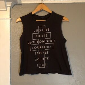 Seven Deadly Sins in French | Black Preowned Sleeveless T-shirt Goth | Small